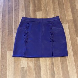 purple suede mini skirt